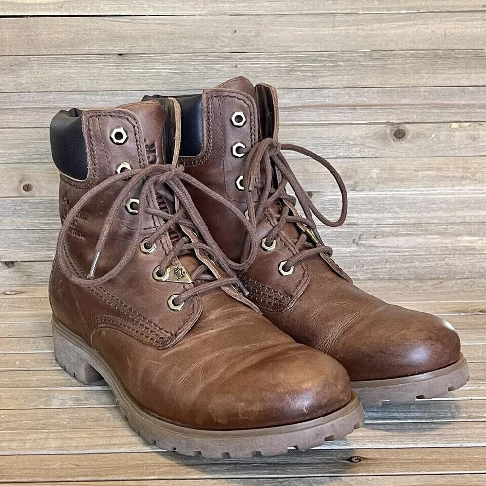 Womens Panama Jack Brown Leather Made In Spain Hiking Combat Boots Size EU 41